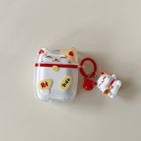 招き猫 AirPodsPro3ケース ギフトにおすすめ Airpods4/3ケース  AirpodsPro2/Pro1カバー  ネコちゃんキーホルダー 可愛い[M5979]