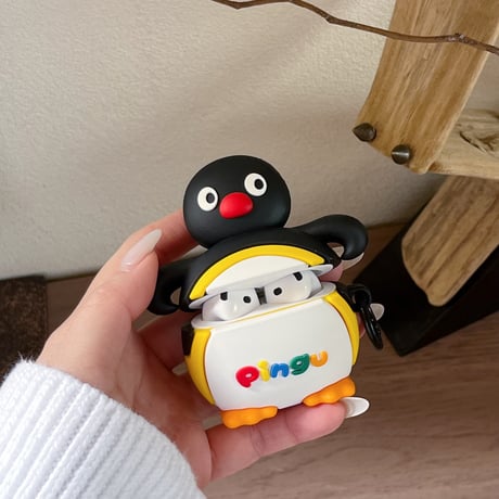 ペンギン AirPodsPro3ケース ギフトにおすすめ Airpods4/3ケース  AirpodsPro2/Pro1カバー   リング付 可愛い 頑丈[M5954]
