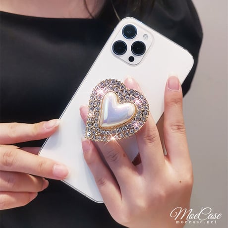 ジュエリーハート スマホグリップスタンド オシャレ かわいい 卓上スタンド シック ガールズに人気 ギフトにおすすめ[M2863]