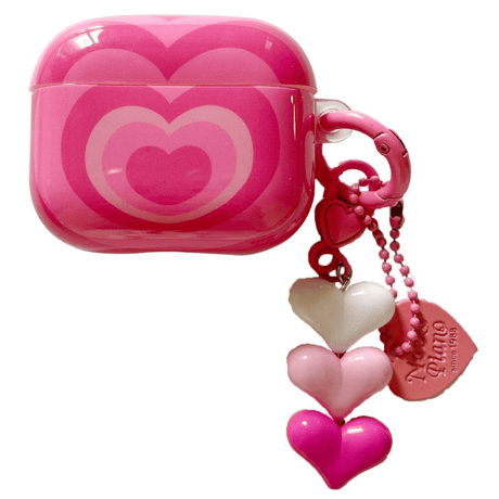 大人可愛い Airpods 4 ケース ハート柄 チャーム付  ピンク AirpodsPro3/2/1カバー  Airpods3/2  女子力高い[M4697]