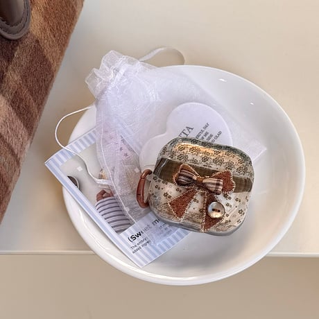 刺繍リボンデコ Airpods Pro3ケース 花柄  Airpods4/3ケース  AirpodsPro2/Pro1カバー 韓国風 可愛すぎ [M5852]