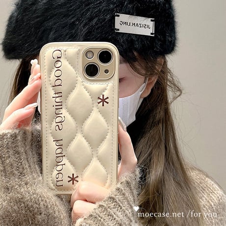 ダウン iPhone14/14Proケース 淡色  iPhone13/12/11カバー オシャレ 手触りいい カメラカバー ギフトにおすすめ[M2671]