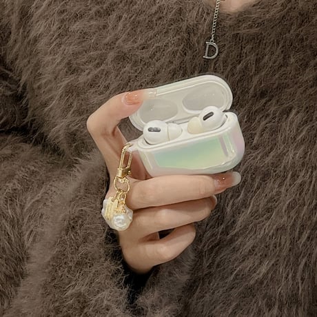 レーザー光る AirPodsPro2ケース 貝殻 真珠アクセサリー airpods3/2カバー 光る  お揃い ギフトにおすすめ[M2549]