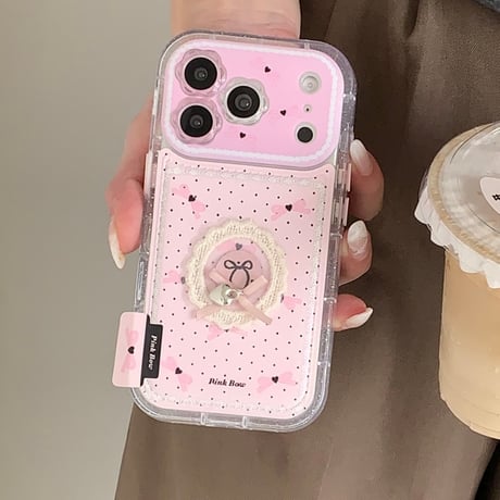 花型カメラカバー iPhone17Pro/17ケース 皮っぽい 刺繡リボン iPhone17ProMax/16ケース  頑丈可愛い ギフトにおすすめ[M5760]