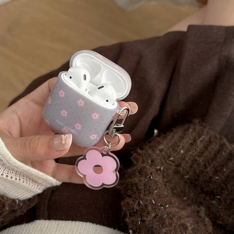 韓国っぽ AirPodsPro3ケース 花柄 Airpods4/3ケース  AirpodsPro2/Pro1カバー  淡色系 キーホルダー付 可愛い [M5965]