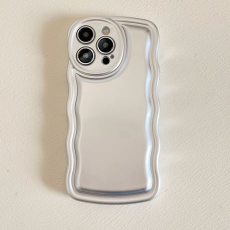 猫の手ミラーグリップ iPhone14/13proケース シルバーストラップ付 iPhone12pro/11/XSカバー 波紋枠 オシャレ スタンド 多機能[M2801]