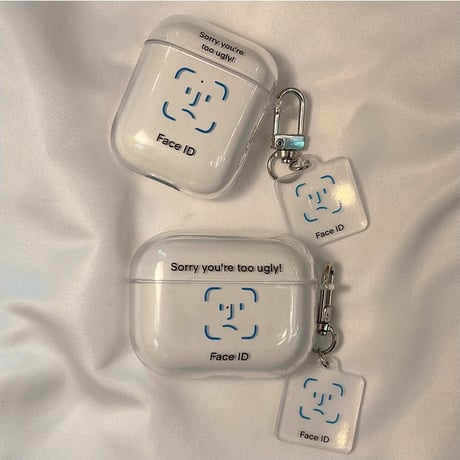 Face ID Airpods 4ケース チャーム付 AirpodsPro2/Pro1 Airpods3/2カバー クリア 大人可愛い ギフトにおすすめ [M4735]