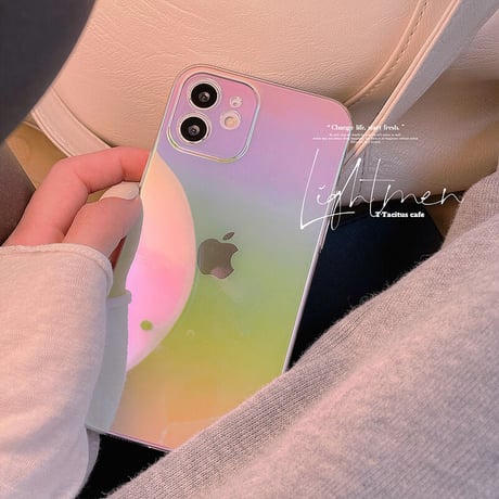 オーロラ色光る iphone13pro/13promaxケース  綺麗透明 iphone12pro/11カバー  グラデーションカラーM991