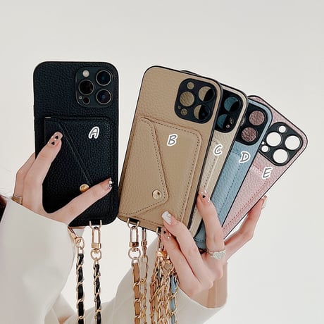 icカード入れ iphone14/14promaxカバー レザー ショルダー付き アイフォン13/12/11proケース 高級感 便利 シンプル風 [M2197]