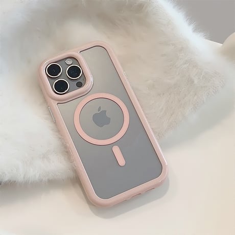 MagSafe対応 iPhone15/15Proケース ピンク パープル 淡色系 iPhone14Pro/13/12カバー 丈夫黄ばまない 女子力アップ [M3733]