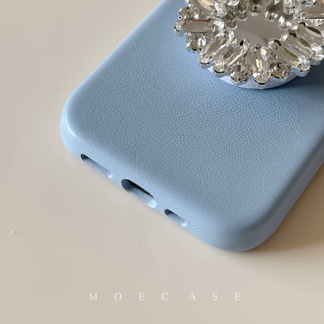 ジュエリーミラーグリップ iPhone14/15ケース 革製アイフォン13/12/11proカバー お洒落 高級感 便利[M2745]