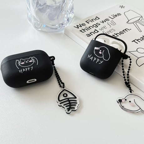 猫/犬 Airpods4ケース  指紋防止 Airpodspro2/proカバー Airpods3 キュート キーホルダー付 プレゼントにおすすめ[M5020]