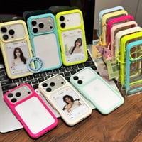 カラーフレームクリアiPhone17Pro/17ケース 写真やステッカーを挟む アイフォン16ProMax/15pro/14カバー シンプル風 [M6499]