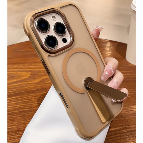 スタンド付 iPhone17Pro/16promaxケース 指紋防止耐衝撃 iPhone15Pro/14promaxカバー Magsafe充電 [M5534]