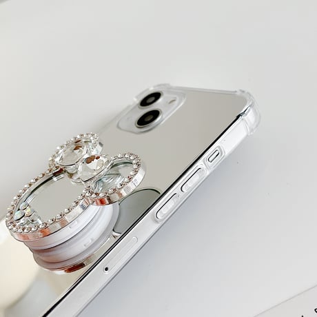 鏡グリップ iPhone15/15proケース かわいいミラー iPhoneSE2/14/13Proカバー 女子に大人気 ギフトにおすすめ 多機能 [M4016]
