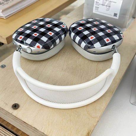 韓国風 AirPodsMaxケース チェック柄/ハート柄 かわいい エアーポッズ マックス専用カバー 女子力高い 質感いい[M4845]