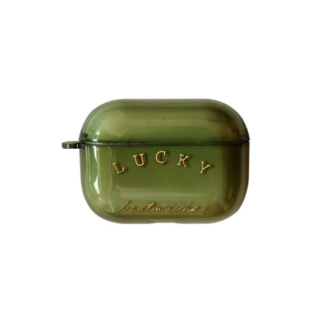 Lucky AirpodsPro第3世代ケース  透明 グリーン airpods4/3カバー  高級感 艶あり  ファッションM1471