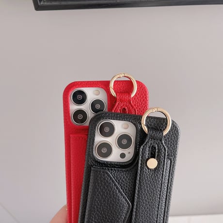 ショルダーストラップ iPhone14/15proカバー カード収納 ベルト付 アイフォン13pro/12/11proケース  多機能 高品質 使いやすい [M2646]
