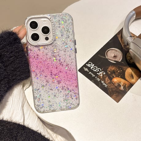 春におすすめ iPhone16pro/16ケース キラキララメ ジュエリー iPhone15Pro/13/14カバー グラデーションカラー 可愛い [M5091]