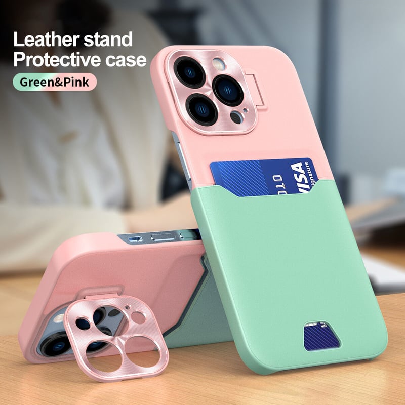ICカード入れ スタンド iPhone14/14promaxケース 金属カメラカバー