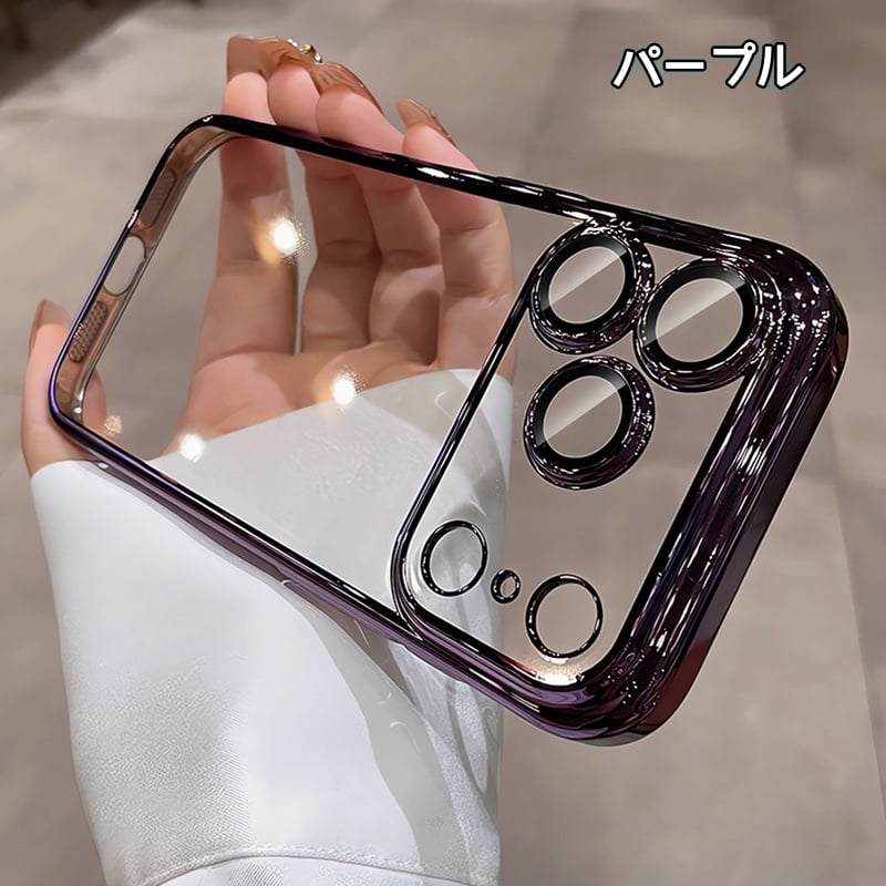 メタル iPhone17pro/16promaxケース クリア 黄ばまないアイフォン15pr