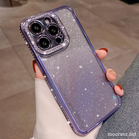 キラキラジュエリー iPhone14pro/14promaxケース グラデーション シール付 iphone13/12/11カバー  オシャレ 綺麗 高級感 大人気[M2437]