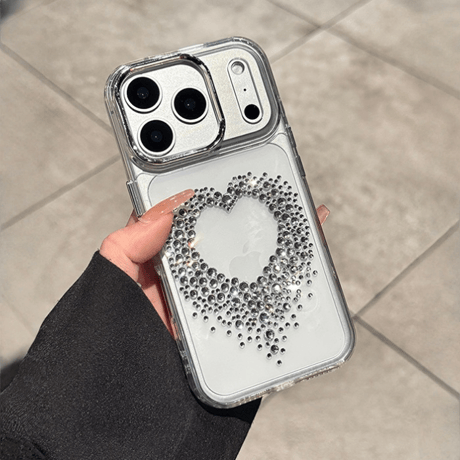 ダイヤハート iPhone17/17ProMaxケース 高透明 iPhoneAir/17Pro/16Proケース おしゃれ 輝く キラキラ 丈夫[M5721]