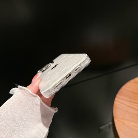 ハート柄 iPhone15Pro/16plusカバー シェル風/ラメ入り 透明アイフォン14プロ/13/12ケース きれい 黄ばまない[M4417]