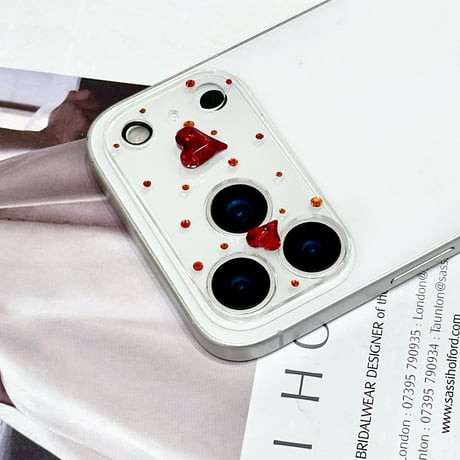 レッドダイヤ カメラ保護カバー キラキラ iPhon17ProMax/17Pro/17/Air 可愛い ハンドメイド 女子力アップ [M6100]