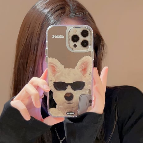 カッコイイ 鏡iphone14/13proケース 犬ちゃん アイフォン12/11カバー 可愛い クール ギフトにおすすめ[M3353]