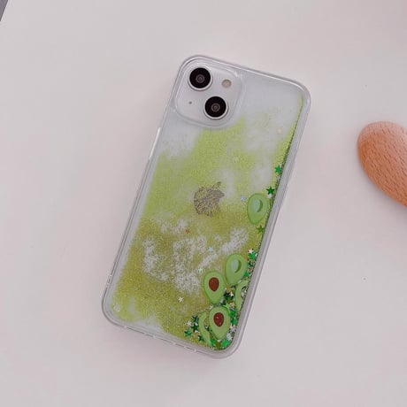 流れるグリッター/スイカ/アボカド iPhone14/13miniケース 液体 キラキラアイフォン12mini/11pro/SE3カバー 面白い お揃い 頑丈 夏に人気  [M3323]