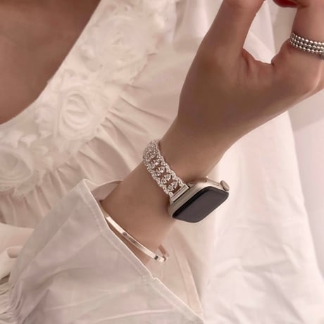 ダイヤ透かし彫り AppleWatchバンド 高級感高品質 AppleWatchベルト Ultra3/2/1 Series 11/10/9/8 SE3/2  キラキラ  美しい[M6203]