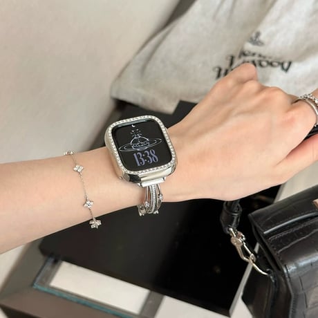 エレガント メタル AppleWatchバンド ダイヤ AppleWatchベルト Series 11/10/9/8 SE3/2  Ultra3/2/1 高級感高品質  美しい 人気[M6289]