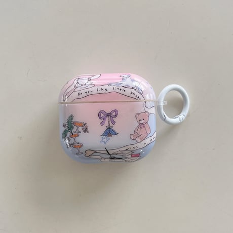 大人可愛い Airpods4ケース クマちゃん  Airpods3/Pro2ケース airpodspro2カバー  キーチェーン付 ギフトにおすすめ[M5133]