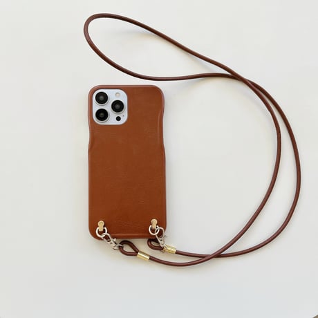 レザー製ストラップ付 iphone14/13ケース シンプル高級感アイフォン12/11カバー ファッション ガールズに人気[M2137]