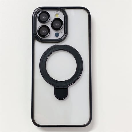 黄ばまない iPhone15pro/15promaxケース  MagSafeリングスタンド レンズフイルム iphone14/13pro/12カバー 耐衝撃 高機能[M4137]