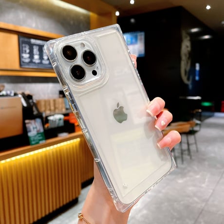 スクエア クリアiphone13/12promaxケース 高透明感 iphoneXS/11promaxカバー   シンプル無地  ツヤあり [M1966]