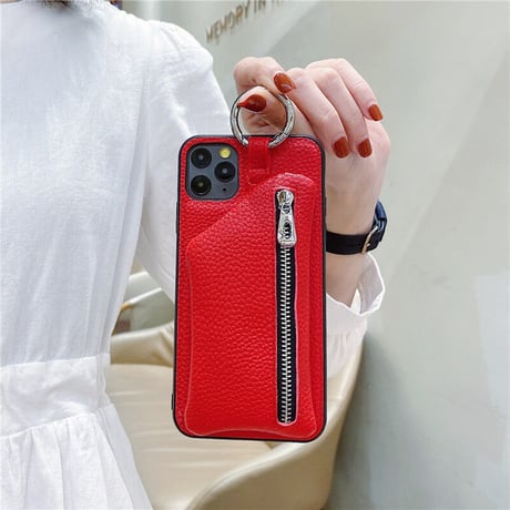 小銭入れ付 iphone14pro/13ケース レザー製 リング付きアイフォン12mini/11proカバー シンプル便利 [M2153]