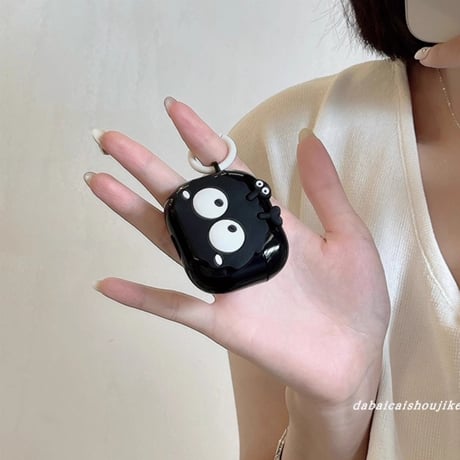 モンスター Airpods第四世代ケース ギフトにおすすめ Airpodspro2/proカバー  Airpods3/2 リング付 ブラック 可愛い[M5047]