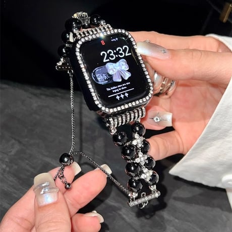 パール アップルウォッチバンド キラキラ Ultra2/1/SE(第2/1世代)/Series9/8/7/6/5/4/3/2/1 AppleWatchベルト 女子力高い[M4603]