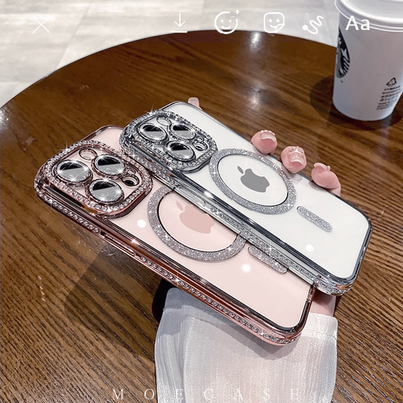 iPhone16 スマホケース　ジュエリーiPhoneケース iPhone16】MagSafe対応ジュエリー iphone15/14proケース キラキ