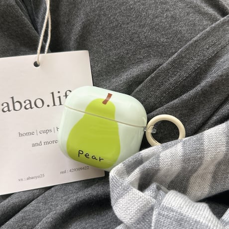 梨柄 Airpods4ケース Pear 韓国風 Airpods3/Pro2ケース airpodspro2カバー  キーチェーン付 ギフトにおすすめ[M5358]