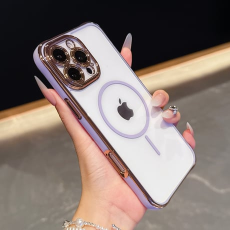 メタリックカラー iPhone16pro/16promaxケース Magsafe充電 カメラ保護 iPhone15/14/13proカバー 黄ばまない お揃い [M5511]