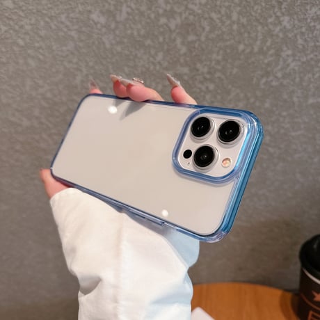 ブルー iPhone15pro/15promaxケース  ガラス 高透明 iphone14promax/13proカバー MagSafe対応 丈夫 シンプル高級感[M3985]