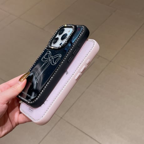 ジュエリー iPhone16/16proケース リボン柄 iPhone15Pro/14/13proカバー 可愛い キラキラ 女子力アップ [M4988]