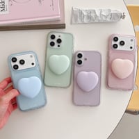 パステルカラー iPhone17/17Proケース ハートグリップ iPhone16Pro/15pro/14ProMaxケース マット 指紋防止[M6476]