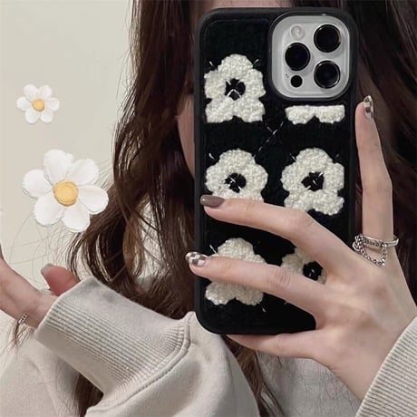 刺繡花柄 iphone14/13pro/12カバー 柔らかい  iphoneXs/11カバー  ブラック  温かい  キュート ギフトにいおすすめ M1352
