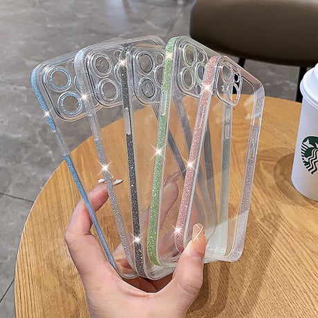 【iPhone16対応】ラメ入り枠 iphone15Pro/14/13/12promaxカバー  キラキラ シンプル オシャレカメラレンズカバー  全面保護 高品質 薄型 黄ばまない[M1877]