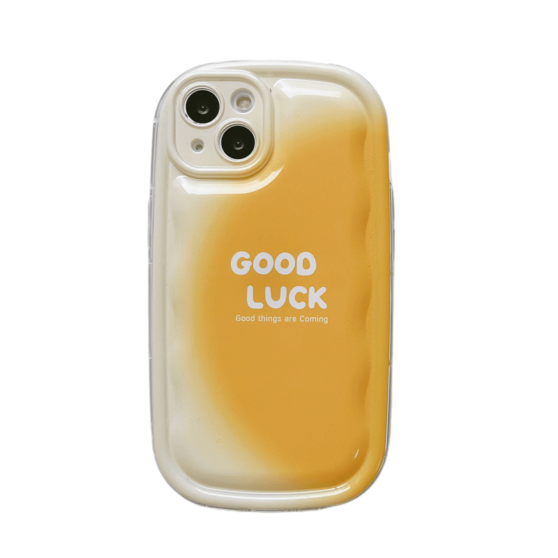 韓国風GOOD LUCK iPhone14/13ケース グラデーション黄色 韓国風GOOD LUCK iPhone14/13ケース グラデーション黄色