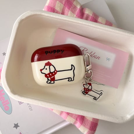 Dog Airpods 4ケース 可愛すぎ puppy Airpods3/2カバー Airpodspro2/pro  キーホルダー付き ギフトにおすすめ[M5026]